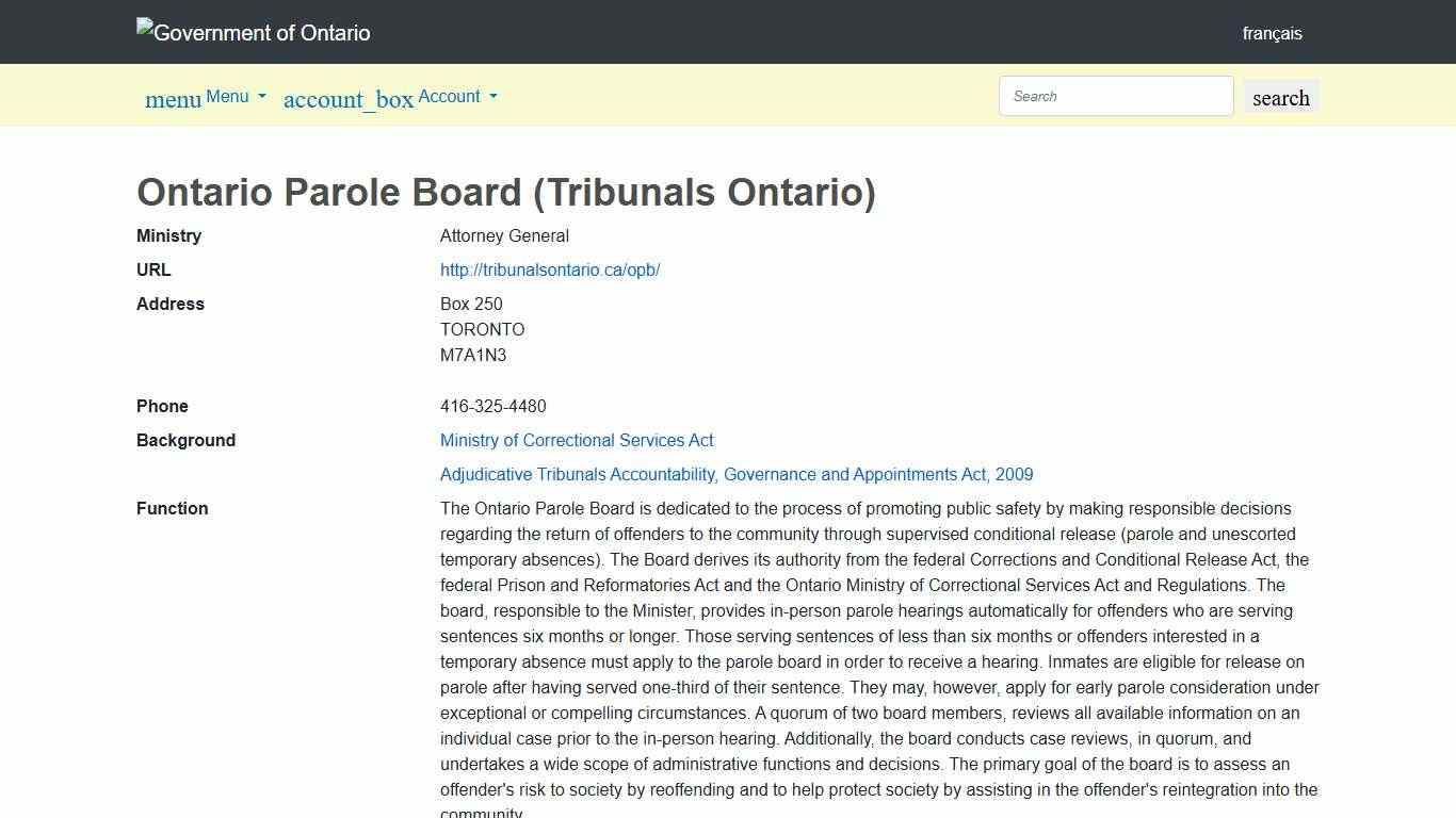 Ontario Parole Board (Tribunals Ontario) - Public Appointments Secretariat
