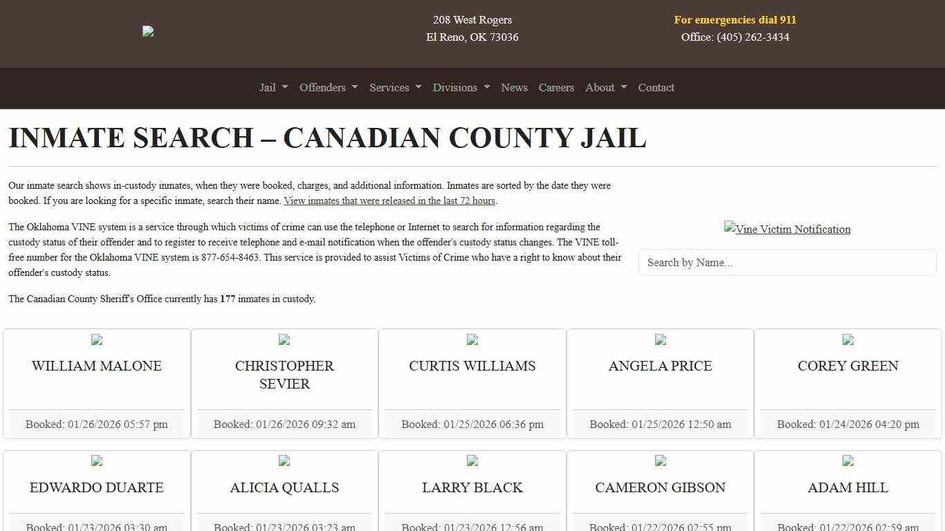 Inmate Search Canadian County Sheriff's Office